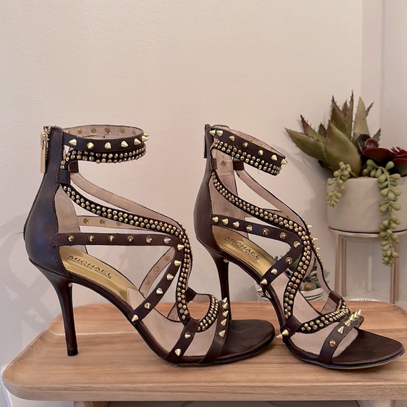 🌟HP🌟Michael Michael Kors Gold Studded Larissa strappy heels - Picture 3 of 17